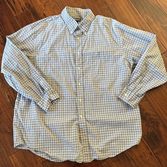 Lands' End | Blue and White Casual Button Down checkered Shirt - Picture 3 of 10